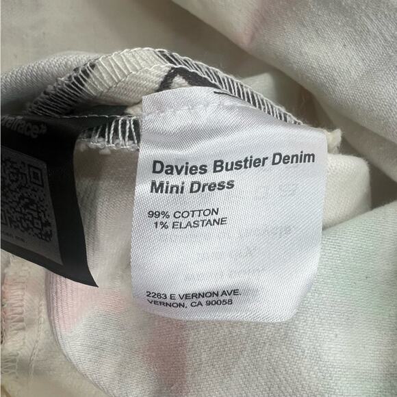 Reformation Davies Bustier Denim Mini Dress comic print sz 2 - Picture 8 of 9